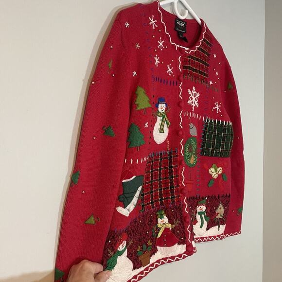 Designers Originals Studio Joy Vintage Womens Christmas Sweater Cardigan Medium - Picture 2 of 7